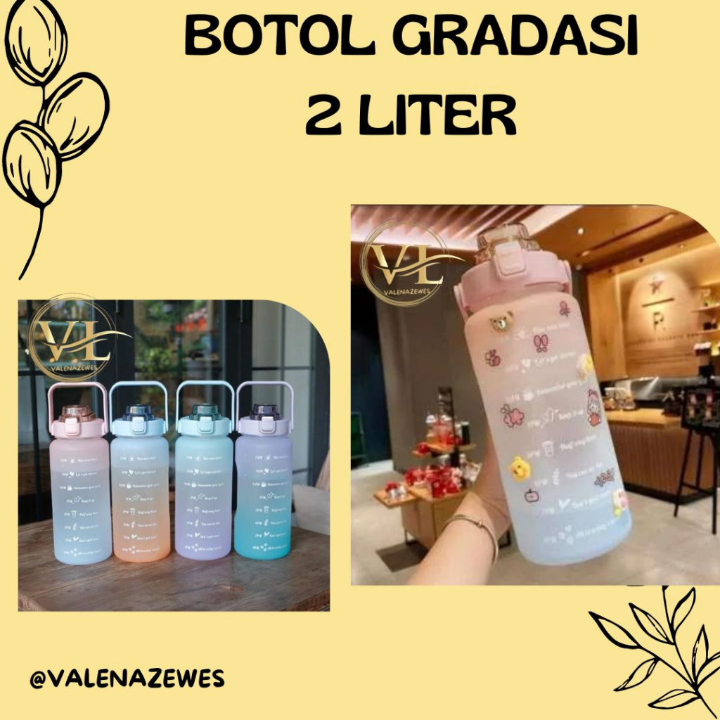 ✅ MURAH BOTOL VIRAL 2 LITER -BOTOL MINUM MOTIVASI - GRADASI - BOTOL VIRAL 2 LITER  - BOTOL VIRAL 2 L