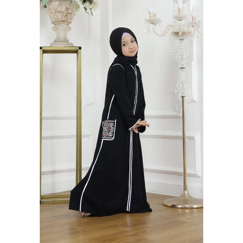 GAMIS ABAYA ANAK DUBAI 836 PLUS PASMINA CANTIK SIMPEL LUCU MURAH COD