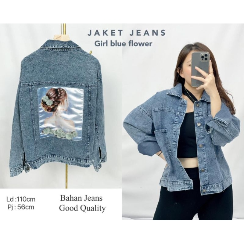 MDLV ~ Jaket Jeans Lengan Panjang Wanita Motif Girl and Disney Good Quality