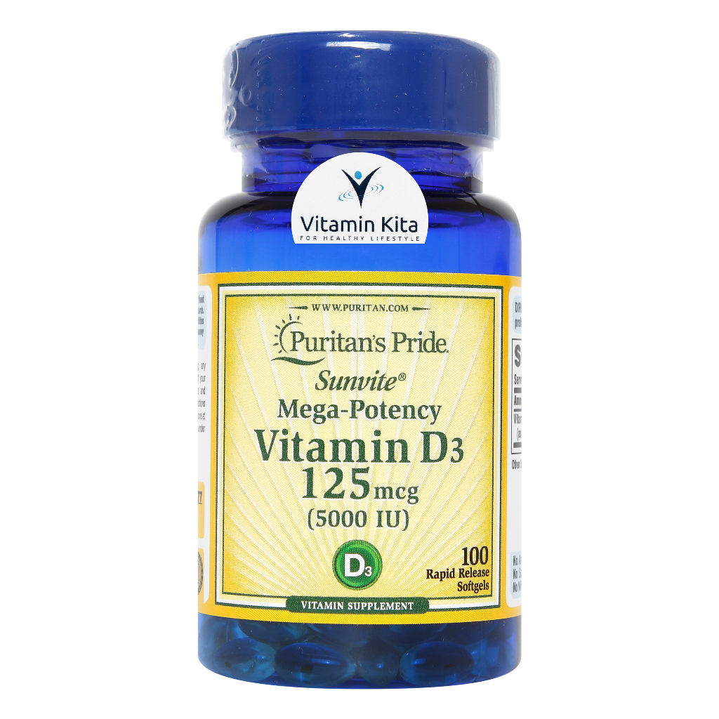 Puritans Pride Vitamin D3 125mcg 5000IU-100 Softgels