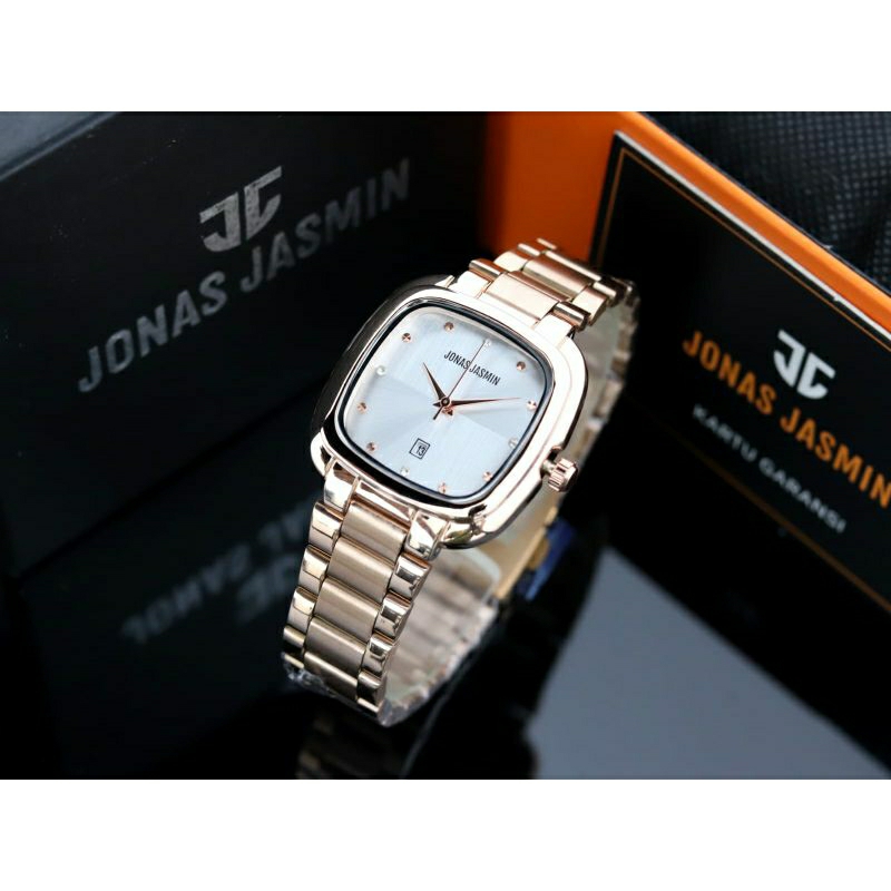 jam tangan wanita JONAS JASMIN 2228L Rantai Rosegold Elegan Date aktif Original