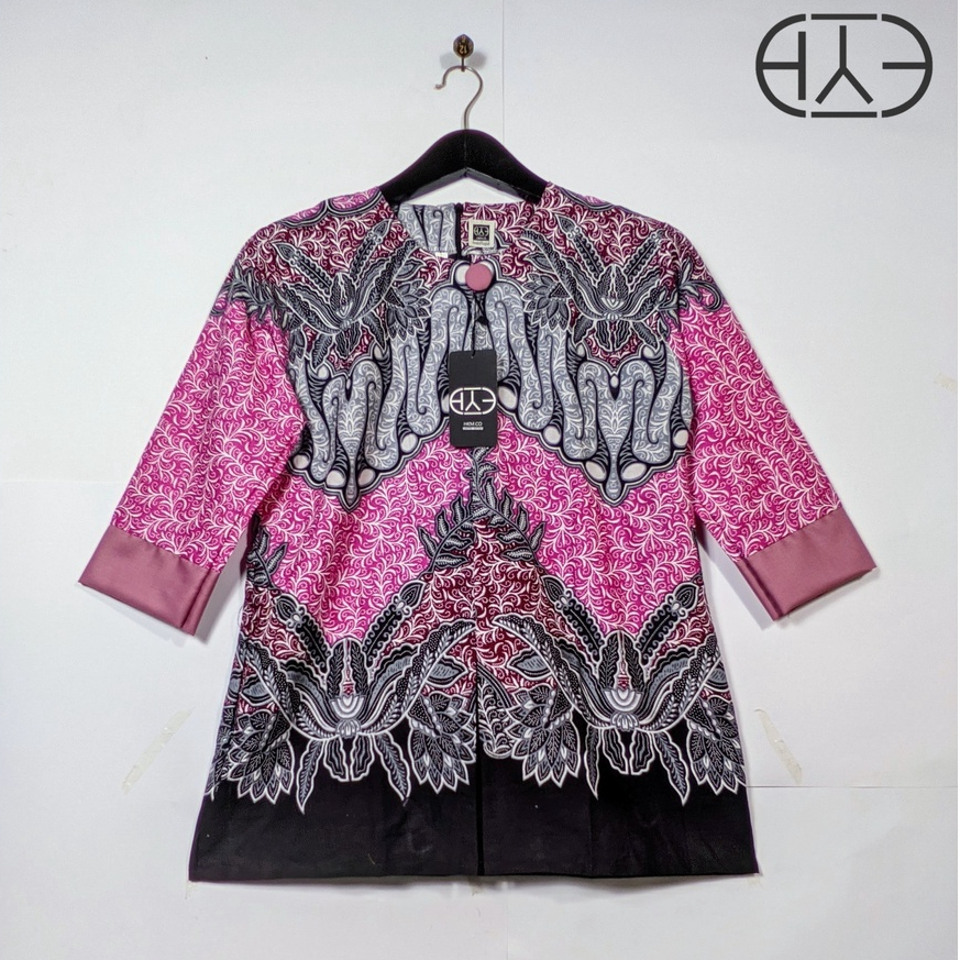 Blouse Atasan Batik wanita Modern Kantoran Lengan 3/4  Retro Bahan Katun Halus Adem HKM