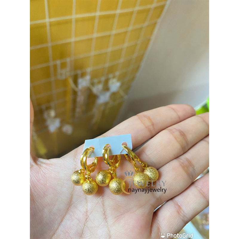 Anting bulat pasir / warna 24k