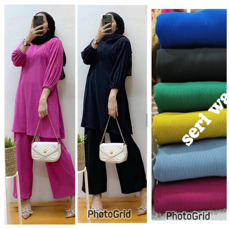 5292 set tunik dunna hanover merk clarke setelan celana wanita