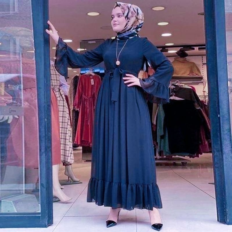 Ayura Maxy Dress/ Dress Premium Crinkle Airflow/ Gamis Polos Wanita Muslim/ Baju Kondangan/ Baju Pesta Simple Trend