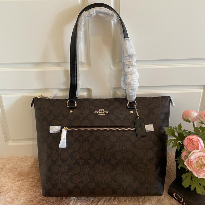 Coach F79609 Gallery Tote Signature Brown/Black