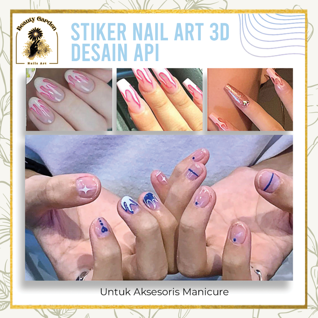 [ COD ]  Stiker Nail Art 3D Desain Api Untuk Aksesoris Manicure/For nail art Decoration/Motif Fire