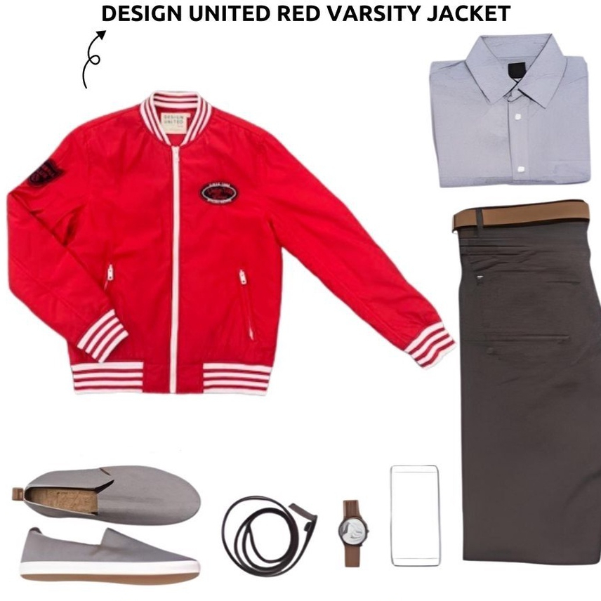 DESIGN UNITED RED VARSITY JACKET