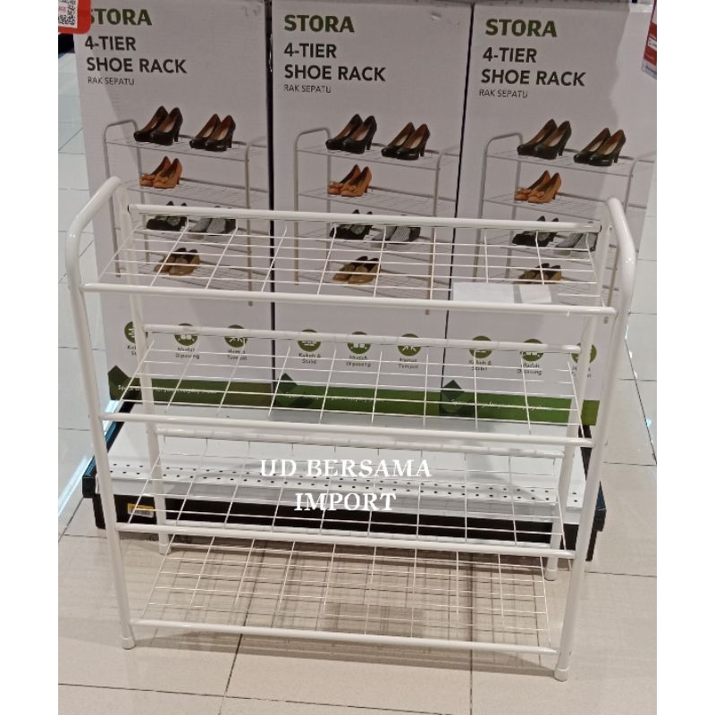 STORA Rak Sepatu 4Tingkat/Rak Besi Sepatu/TempatSepatu&amp;Sandal/Shoe Rak