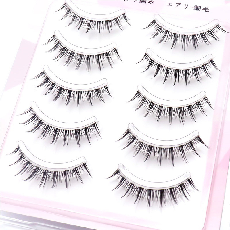 R35 - 3PASANG Air False Eyelashes Comic Eye Japanese Fake Eye Lashes Extension Clear Band Natural Nude Makeup Little Devil