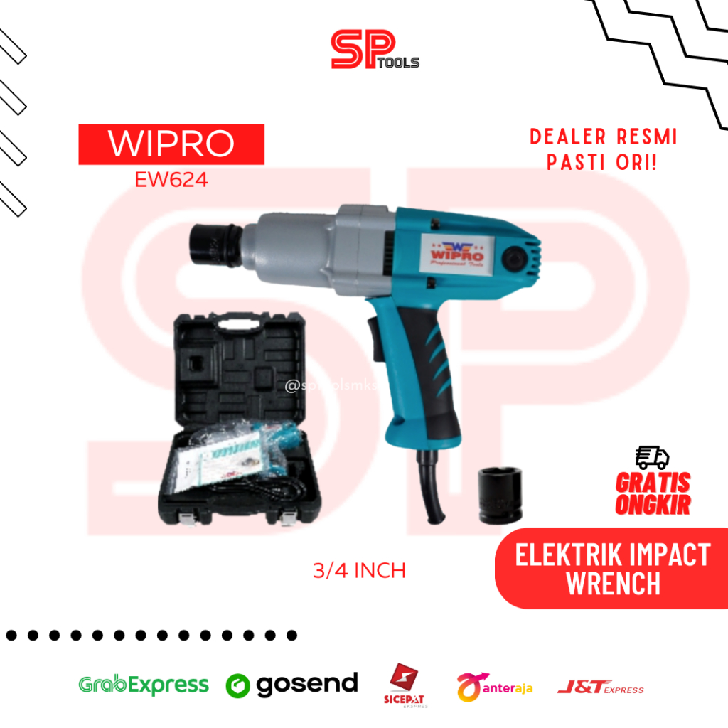 MESIN PEMBUKA BAUT ELEKTRIK LISTRIK / IMPACT WRENCH 3/4" WIPRO EW624