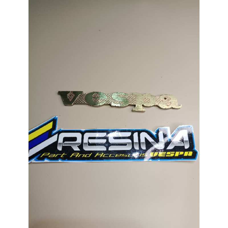 emblem emblim vespa super set depan belakang bahan kuningan original