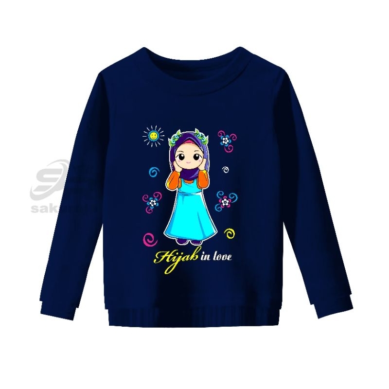 atasan hoodie anak/kaos lengan panjang anak gambar hijab/umur 3-11 tahun/bisa COD