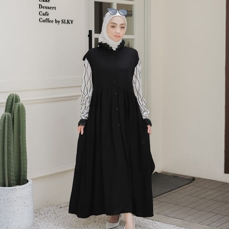 Eleanorre Tavy Dress Black Dress Muslim Wanita