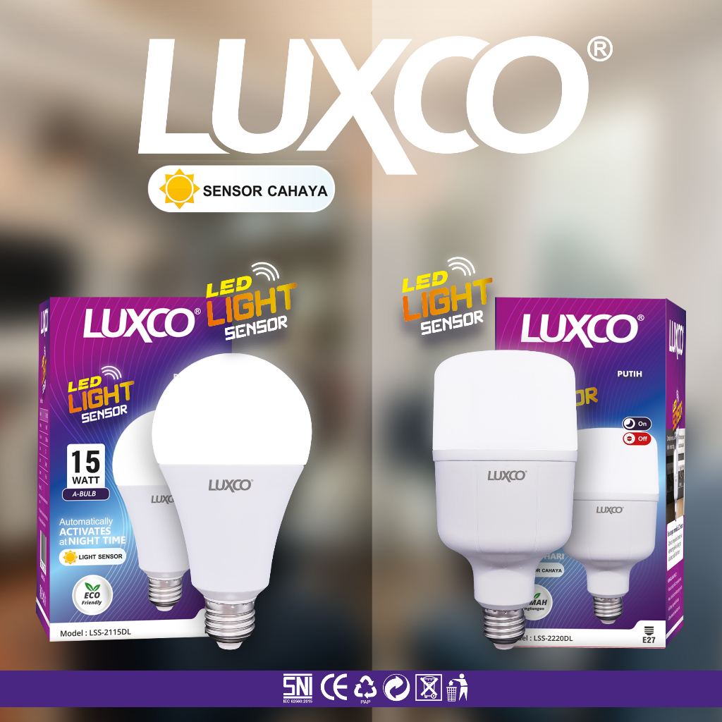 &quot;45RB TERANG BENDERANG&quot; Lampu Led Sensor Otomatis Menyala Saat Kondisi Gelap Merk Luxco 15WATT, 20 WATT, 25 WATT&amp; 30 WATT FREE ONGKIR