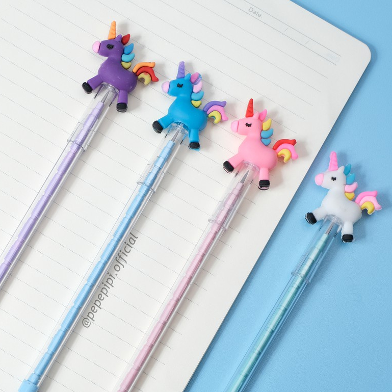 Pensil Susun Unicorn Anak Lucu Sekolah Alat tulis Refill Isi Ulang Karakter