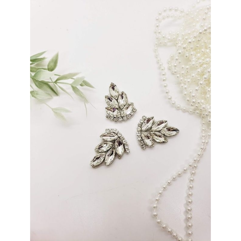 Aplikasi jahit Payet Fyllo kristal diamond cangkang rangkai daun sampan mata