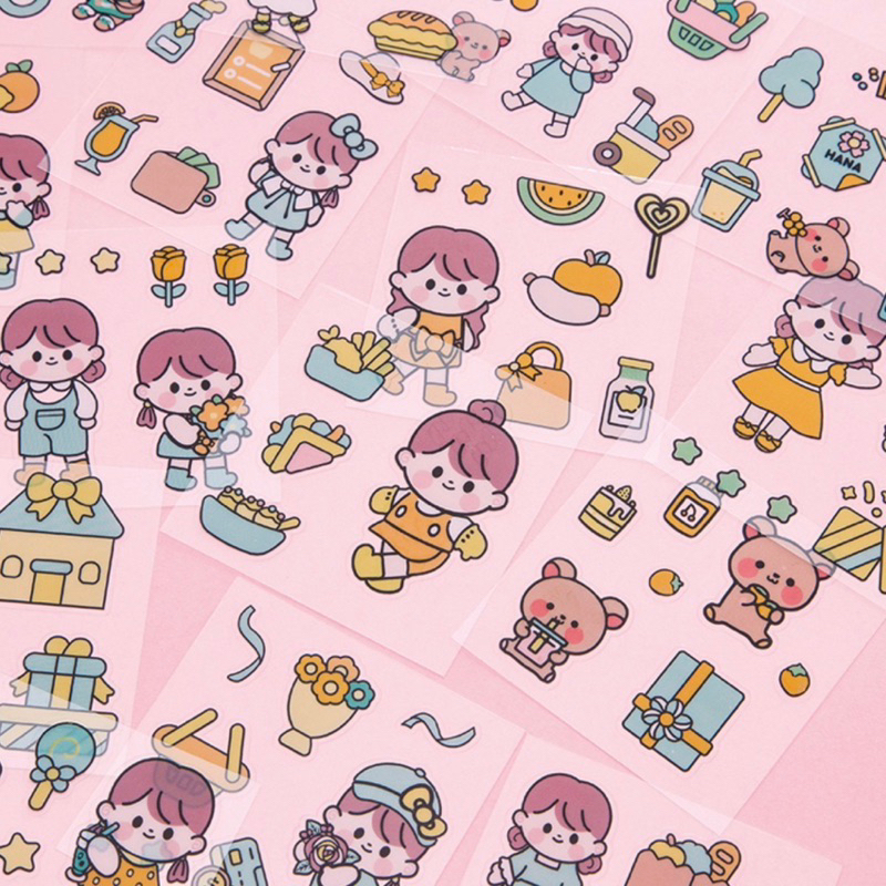 

[ST06] Sweet Korean Deco Sticker Scrapbook Journaling Sticker Transparan Waterproof