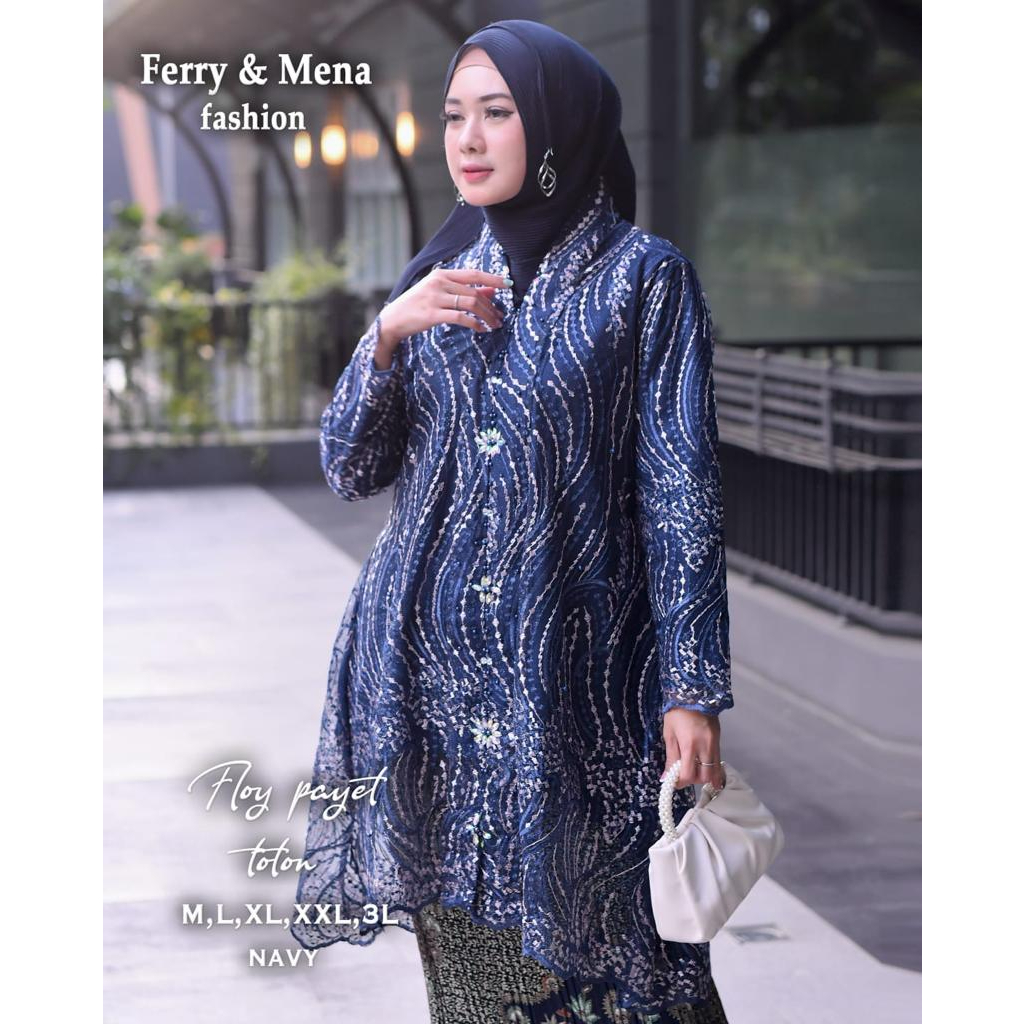 Kebaya tunik floy tuton Kebaya modern Kebaya brokat jumbo Baju outfit pesta kekinian lamaran wisuda dan pernikahan Size M L XL XXL