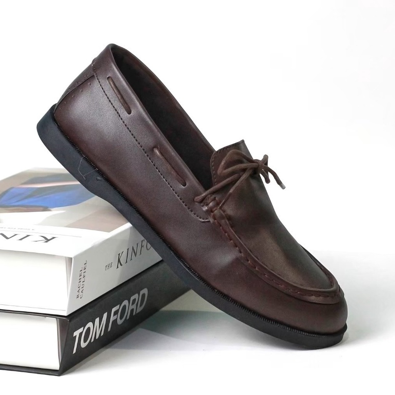 ELDER BROWN - Sepatu Loafers Pria Kulit Kasual Klasik Formal Kerja Kuliah Pria/Cowok - Loafer