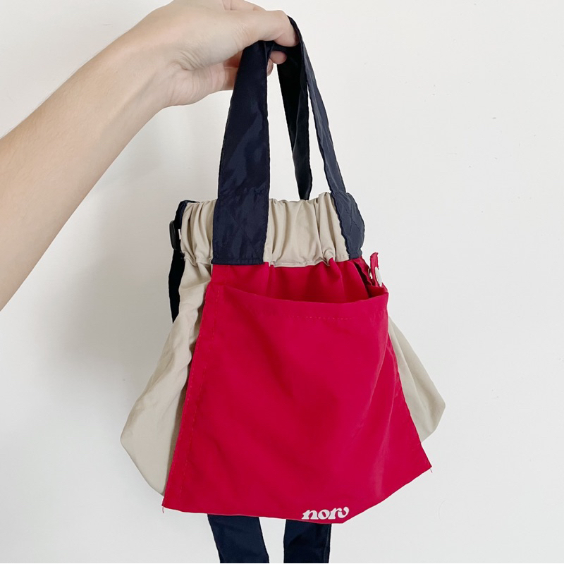 [PRELOVED] NORU LABEL – MINI FUKU DUMPLING BAG IN NAVY NUDE RED