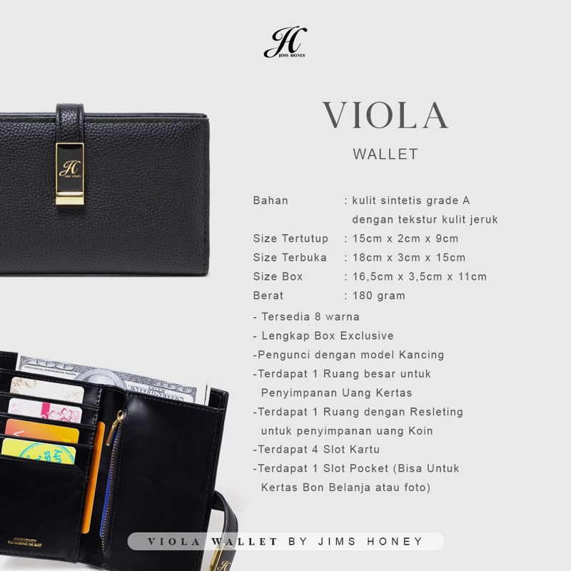 VIOLA WALLET JIMS HONEY DOMPET WANITA SIMPLE FREE BOX (BISA COD)