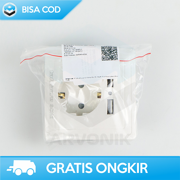 STOP KONTAK 2 PORT USB COLOKAN LISTRIK DINDING TAFFWARE EU PLUG 5V 2A