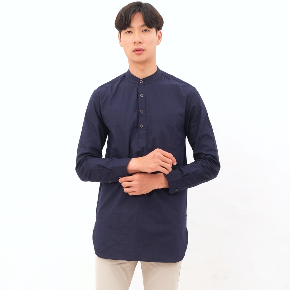 SANVANINA F-02C Long Kurta Sultan Navy | Baju Kurta Sultan Lengan Panjang