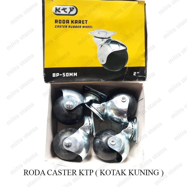 Roda Caster - Troli - Kastor - Etalase 2 Inch Ktp (Bulat) - Kotak kuning /SET