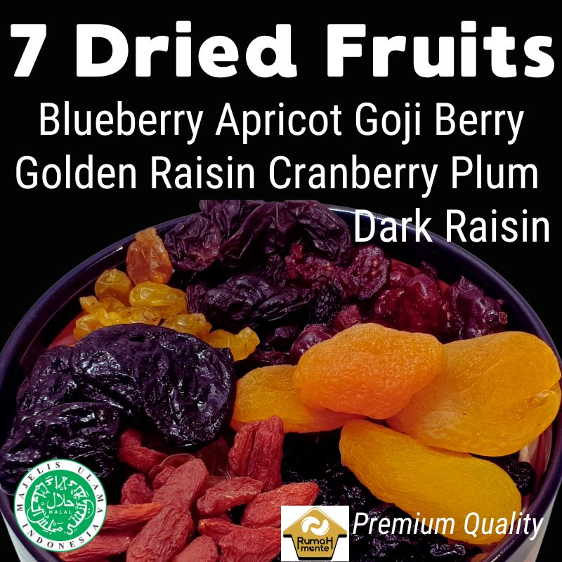 

TRAIL MIX 7 BUAH KERING 200GR BLUEBERRY CRANBERRY DARK RAISIN GOLDEN RAISIN GOJIBERRY PLUM APRICOT