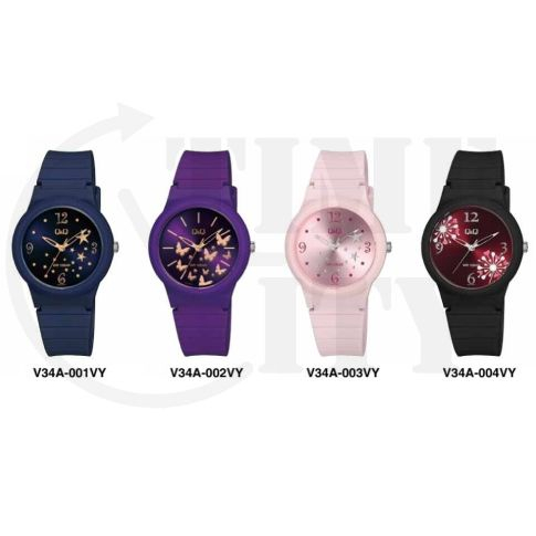 Q&amp;Q QnQ QQ Original Jam Tangan Wanita Fashion Analog Rubber Karet - V34 V34A Water Resist 10 BAR