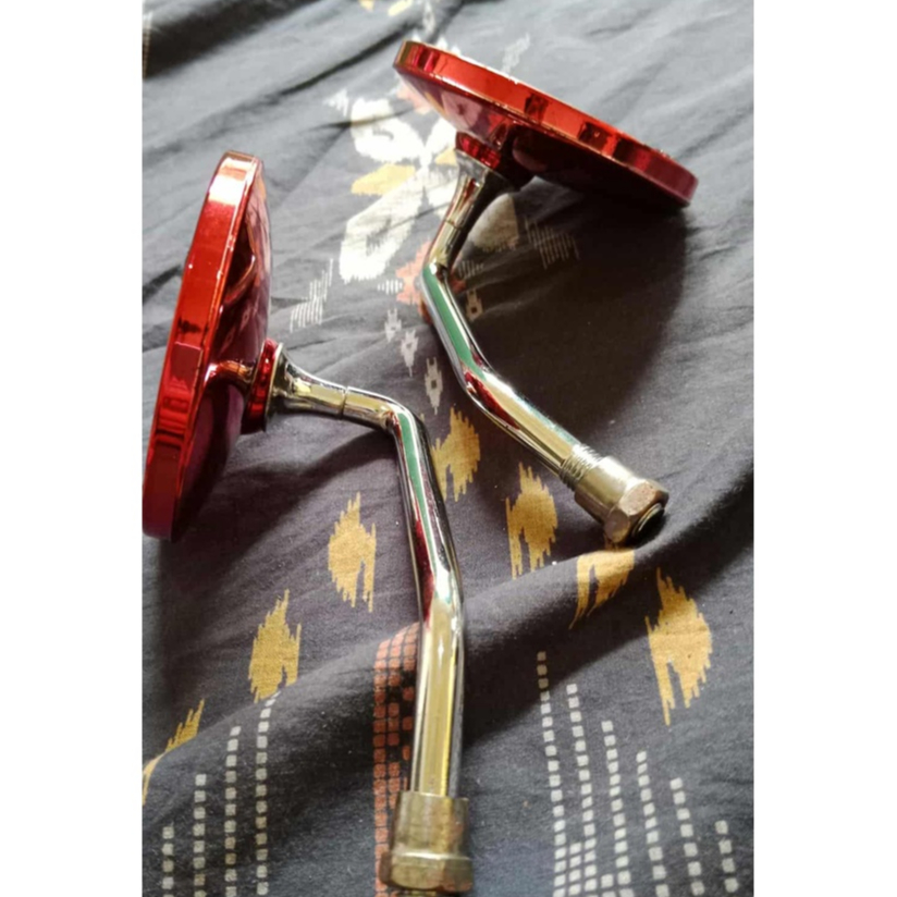 Spion Kaca Retro Bulat 1 Set Kanan Kiri Merah Sepion Honda Bulat Retro