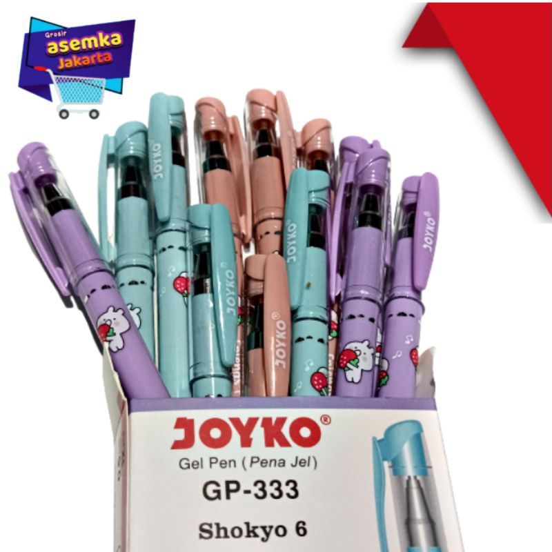 Bolpen Pulpen Joyko GP-333 Shokyo 6 Gel Dapat dihapus 12pcs