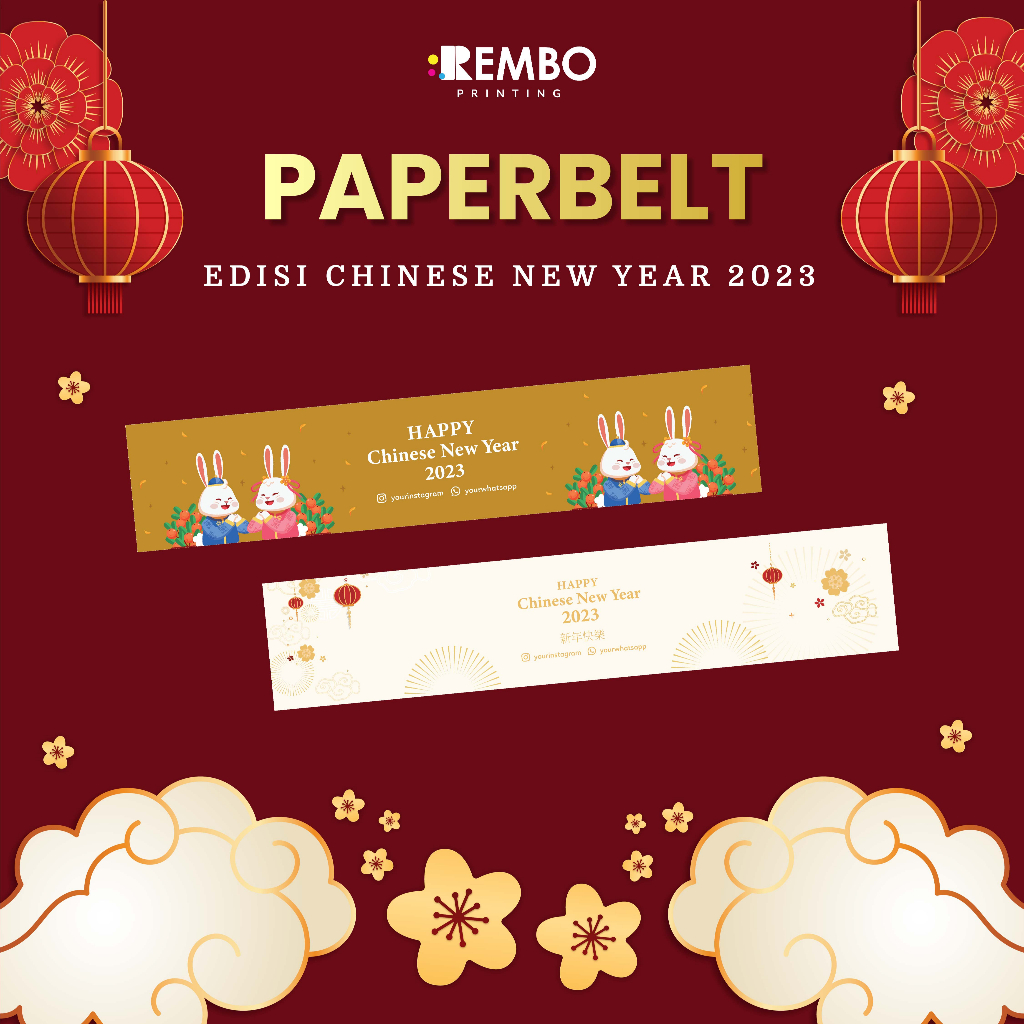 Paperbelt Edisi Imlek Chinese New Year Tahun Baru China / Paper Sleeve / Paper belt / Packaging Sleeve / Paperbelt Tahun Kelinci CNY 2023