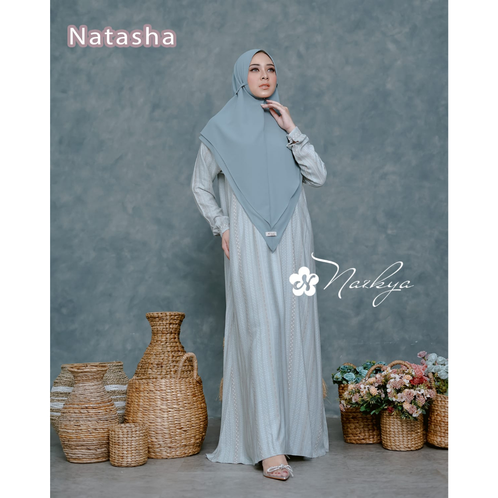 NATASHA NAZKYA GAMIS SET KHIMAR RAYON VISCOS PREMIUM DAILY VINTAGE HANGOUT OOTD WANITA MASA KINI