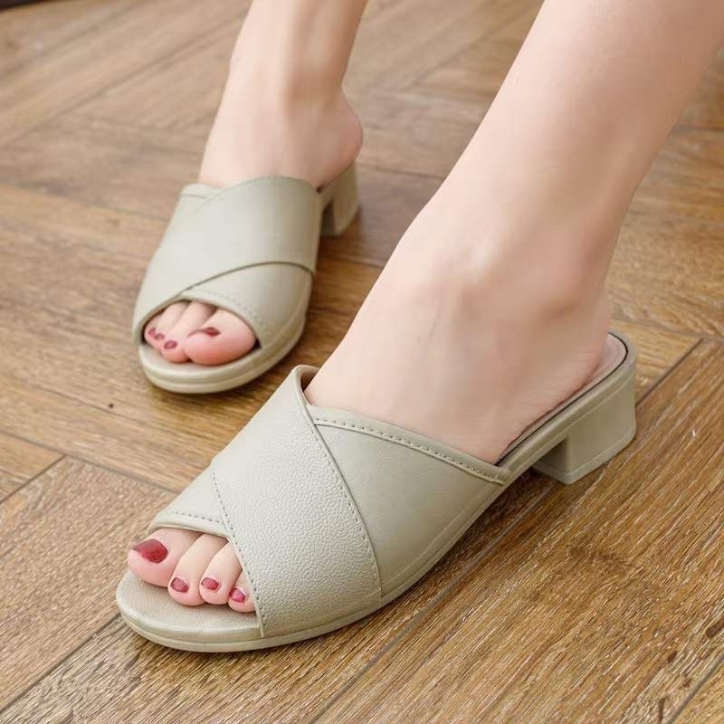 Sandal Slop Wanita Silang Wedges Polos Import High Quality RF