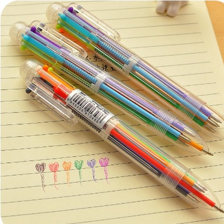 

Pulpen 6 Warna Transparan Pena Ballpoint Pen Six-in-One Color