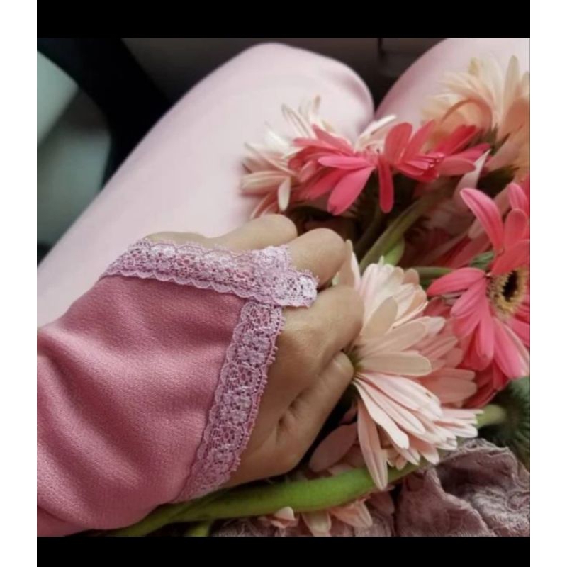 Manset Tangan Wanita Hijab Spandex Renda Cincin Handsock Premium