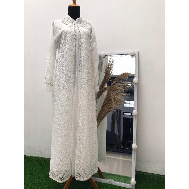 [MEDAN] Ready stock baju gamis maxy dress putih atasan wanita premium termurah