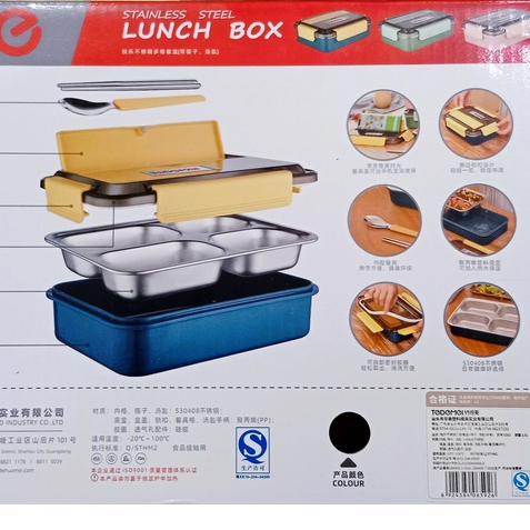 KOTAK MAKAN / LUNCH BOX TEDEMEI 3 SEKAT 1100ML STAINLESS 304