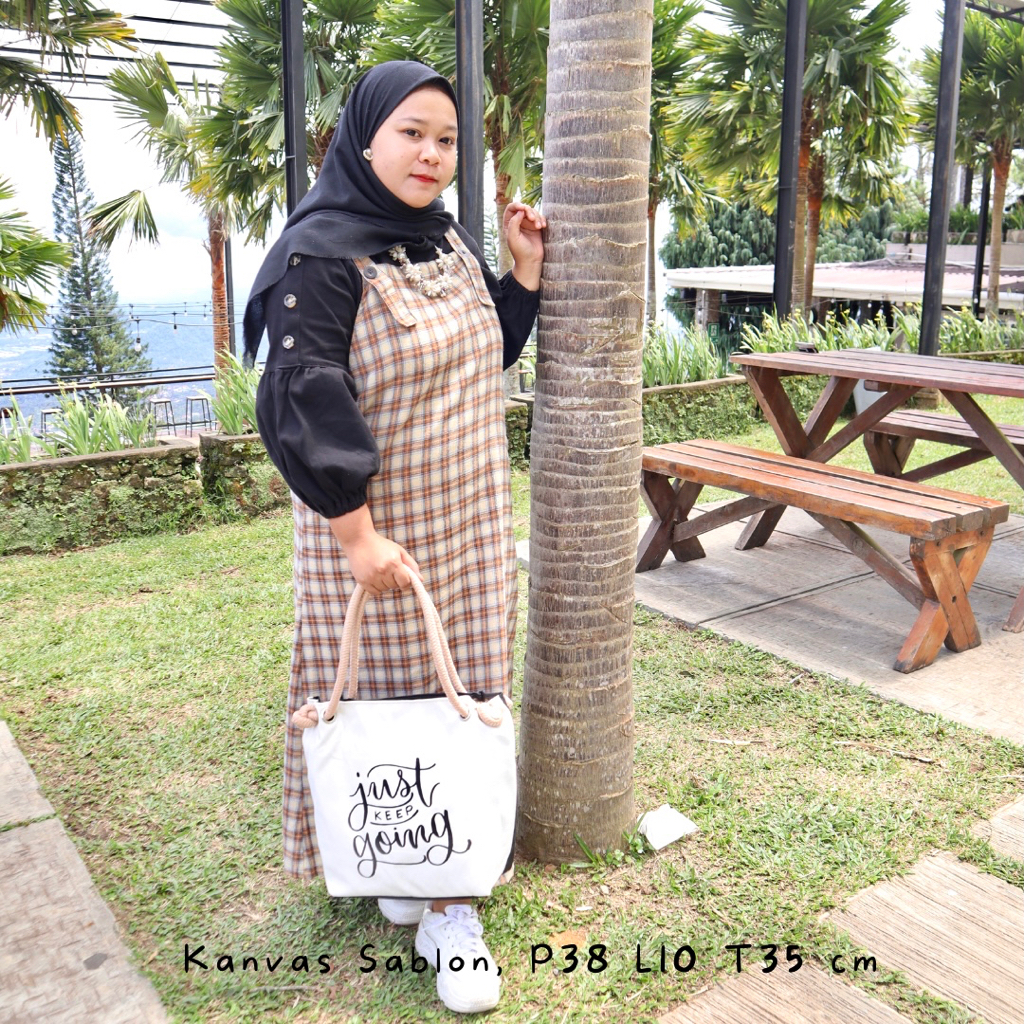 (TERMURAH) Tas Totebag Tali sumbu Sablon Gambar KANVAS MOTIF | TOTEBAG MOTIF Bahan Kanvas tebal