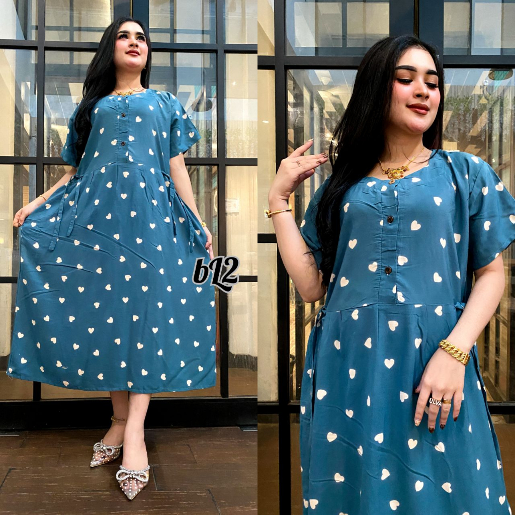 Dress Chibi Love Jumbo Busui Rayon Tebal / Daster Busui Murah / Daster Kekinian Terbaru