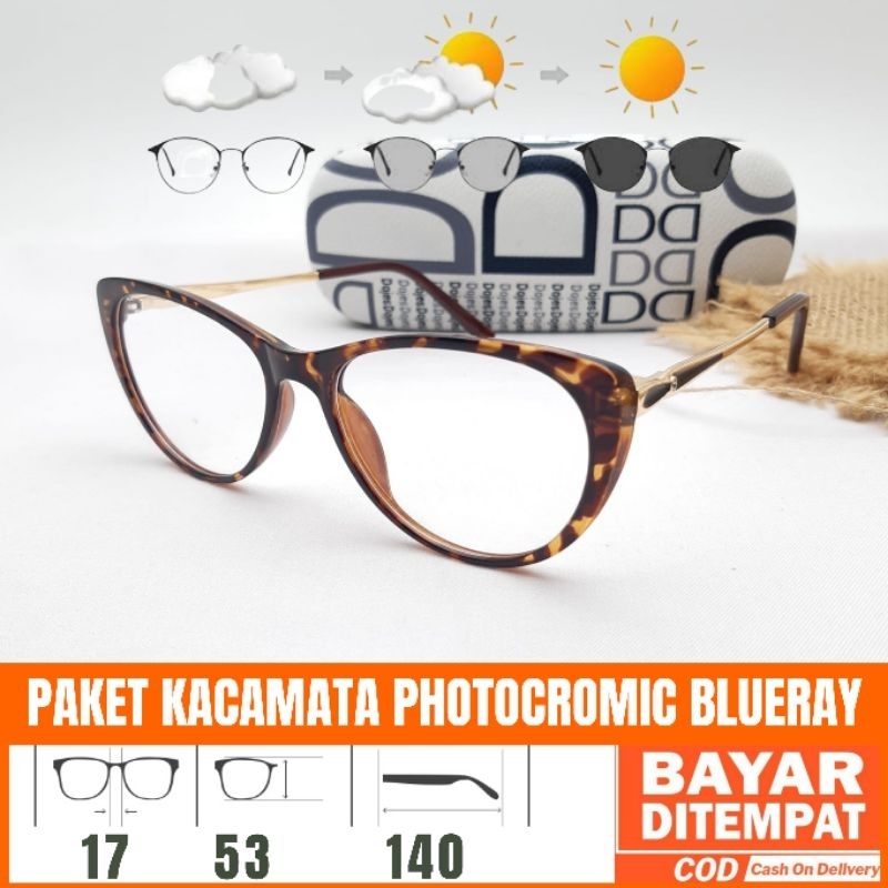 Kacamata 8817 Lensa Antiradiasi Photocromic Blueray Kacamata wanita kacamata cat eye