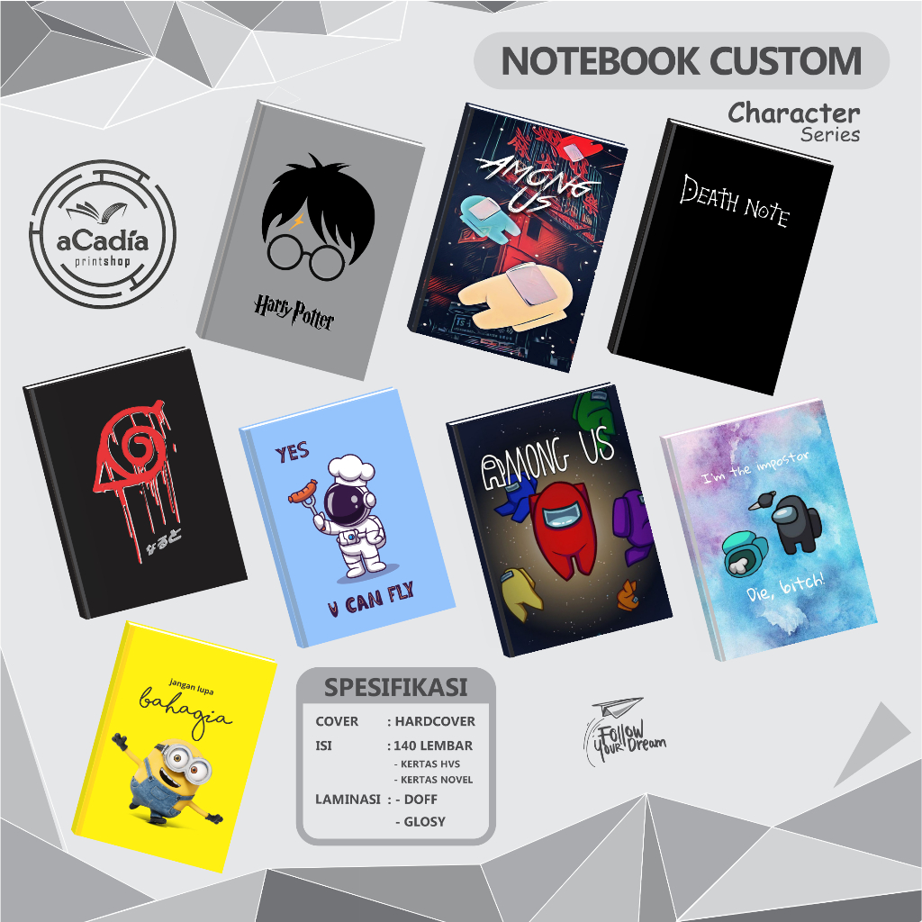 

NOTEBOOK CUSTOM A5 | HARDCOVER | COVER CHARACTER | DIARY | PLANNER BOOKS