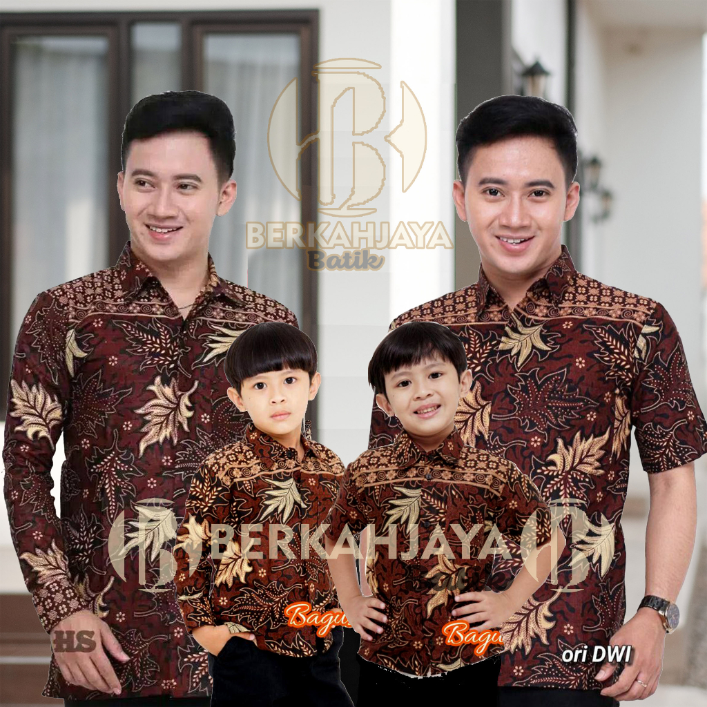 BAJU BATIK COUPLE AYAH DAN ANAK LAKI-LAKI MOTIF TERLARIS / BATIK JUMBO / COD BISA BAYAR DITEMPAT MOTIF DAUN JATI