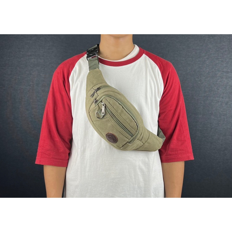 Tas Pria Tas Pinggang Waistbag Kanvas Import Pria Wanita Terbaru 100% Real Picture