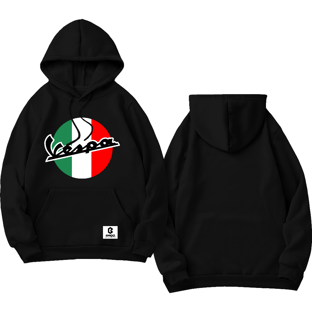 BRIGO X Vespa ITALY Sweater Hoodie BRIGO Sablon DTF Fleece Cotton II BRIGO X Vespa ITALY Jumper Hoodie II M-XXL (Pria &amp; Wanita) Free stiker&amp;Gantungan Kunci