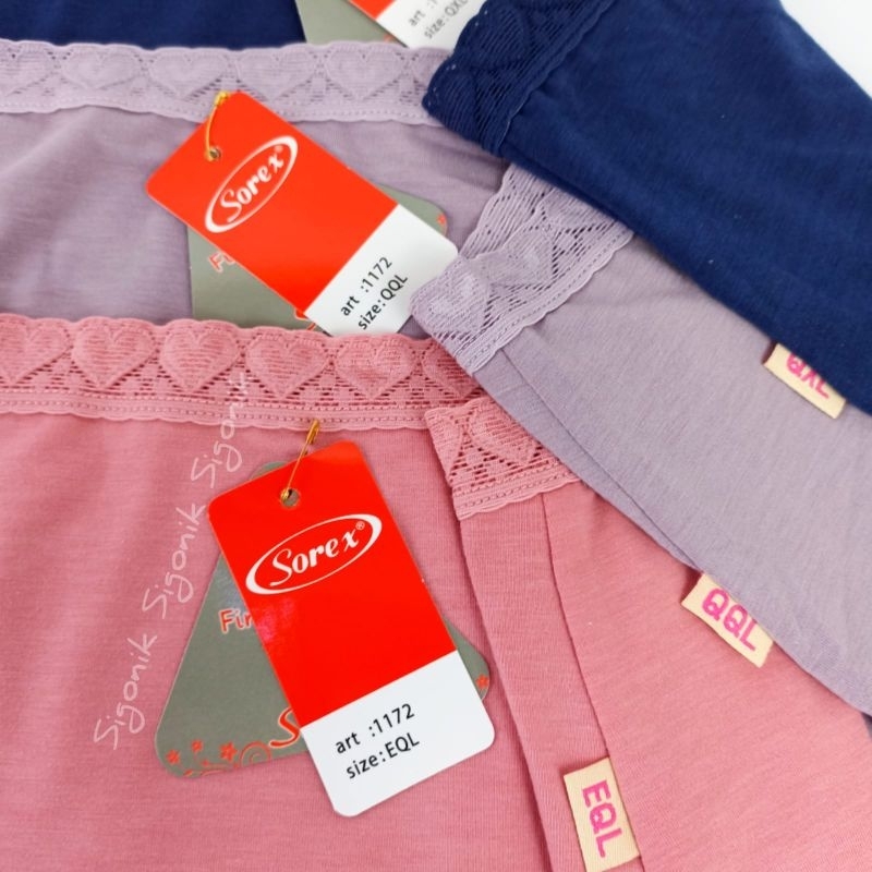 CD Celana Dalam Wanita Dewasa Sorex 1172 EQL XXXL 3XL QQL XXXXL 4XL QXL XXXXXL 5XL Original Maxi Haigh Waist Big Extra Size Karet Renda Katun Polos Warna Variasi Poliester Katun Premium Fine Fabric Comfort Fit Undies Cawet Cewek Perempuan Melar Sigonik