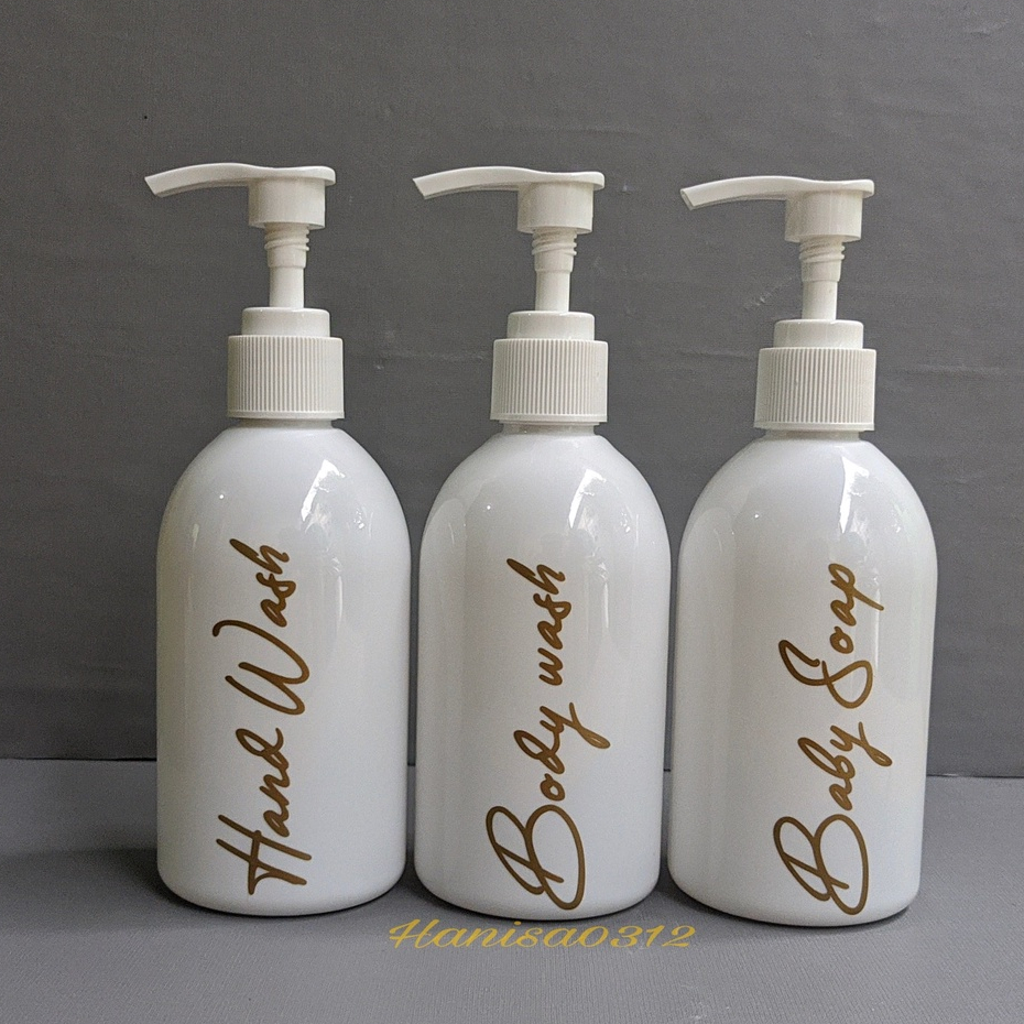 Botol Sabun Cair Pump Aesthetic 250ml Oval Lucu Putih Pump Lotion Putih