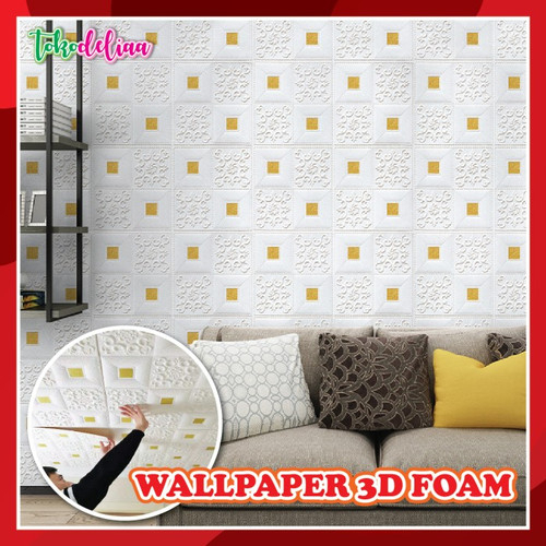 Wallpaper 3D Foam Motif Batik 3mm Ukuran 70x 35cm - Wall Paper Dinding Tempel